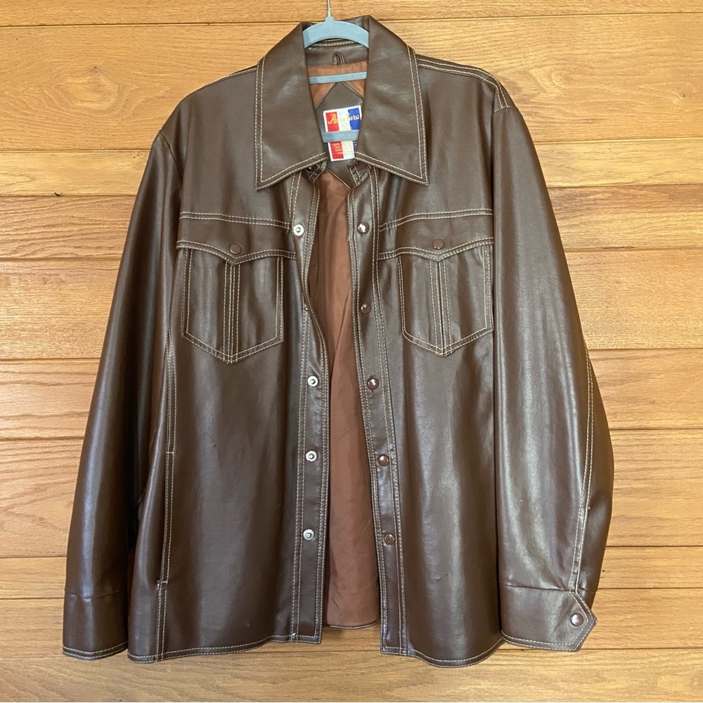 Aventura vintage 1970s faux leather contrast stitch snap button jacket